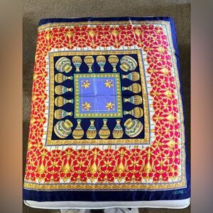 Celine Vase Navy and Gold Silk Scarf